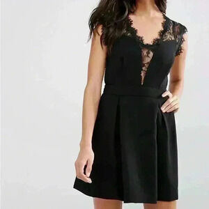 BCBGeneration Black Lace‎ Insert Skater Dress